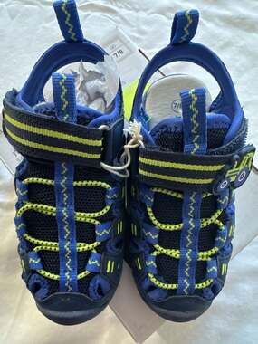 Lily & Dan Toddler Trekking Sandals Size 7/8 Blue Green Tractor Little Kid